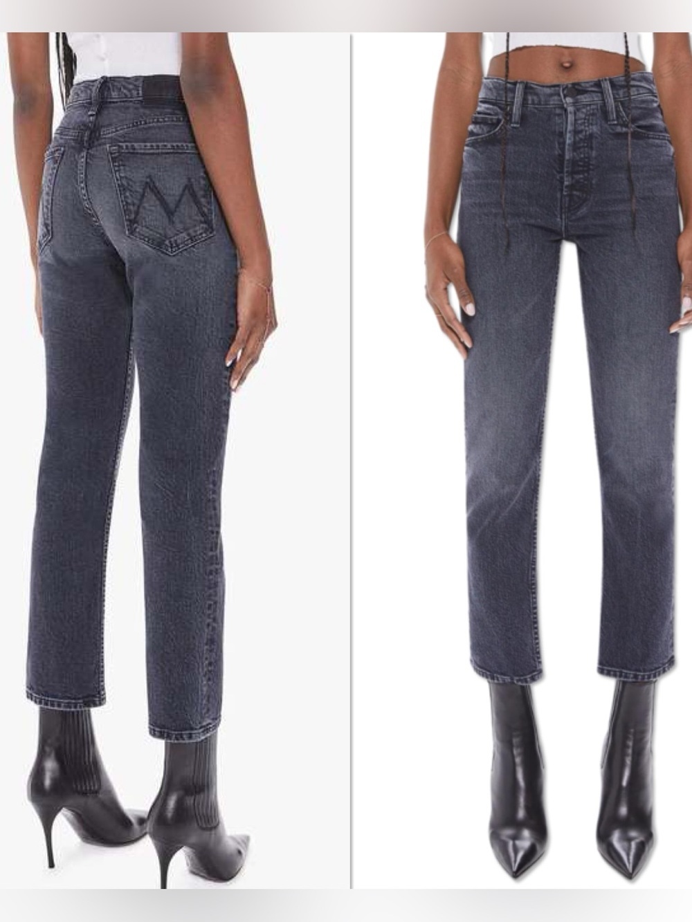 MOTHER • The Tomcat ankle jeans in on the fly washed black - straight cropped 25